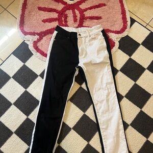 Black and White Colorblock Pants
